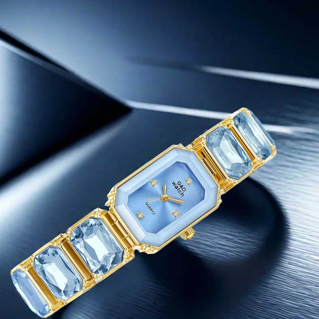 Ladies Wrist Watch Small Golden Square Quartz For Women Bracelet Watches Top Brand Luxury Diamond Fashion Womens Watch 2024L251023