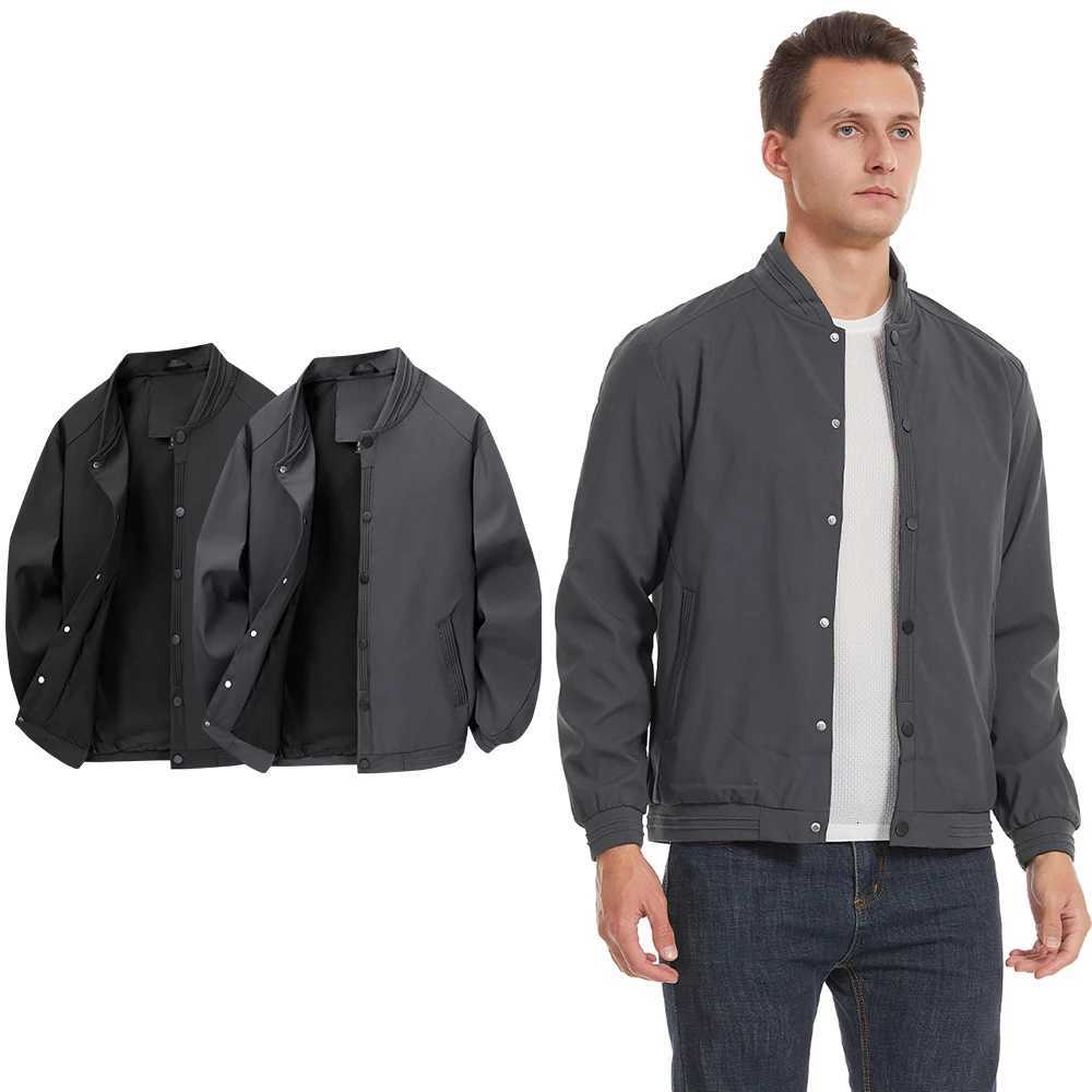 Large Size American Baseball Collar Jacket Business Casual Single Breasted Design Standing Collar Jacket Trendy Quality Menswear W251023