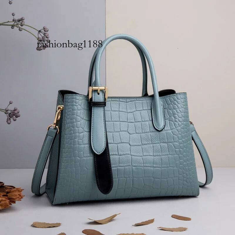 Brand Design Crocodile Cowhide Tote Bags Fashion Full 100% Genuine Leather Single Shoulder Handbags For Women