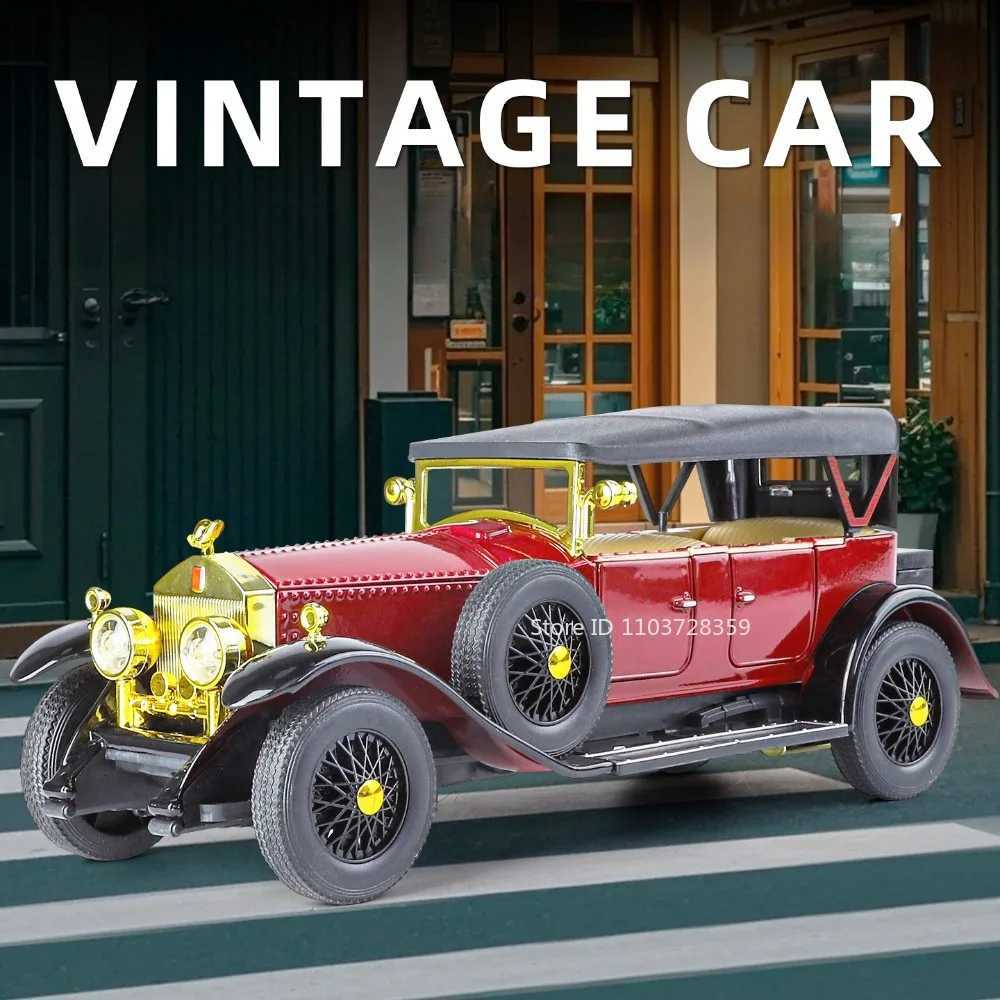 124 PHANTOM 500K Vintage Car Model Toys Alloy Diecast Sound Light Doors Opened Pull Back Shock Absorption for Children GiftsT251023