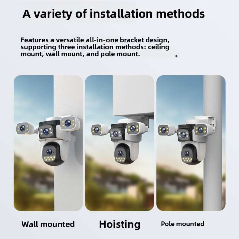 Multi-View Three-Screen Monitor 360-Degree Surveillance Camera Outdoor