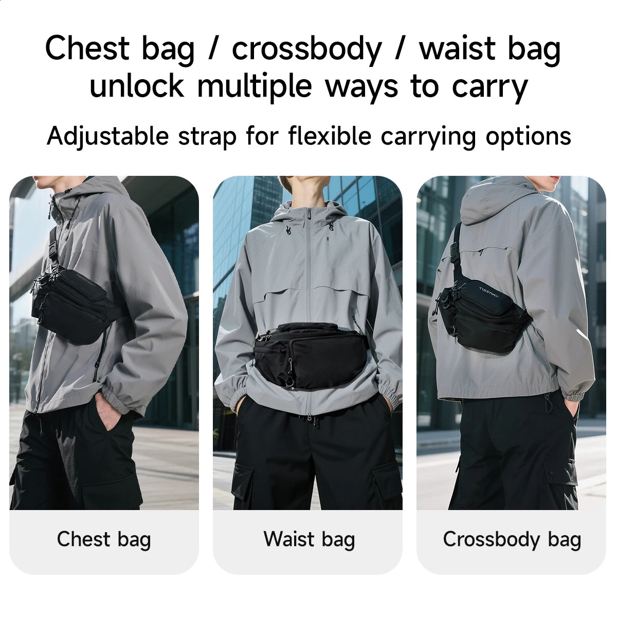 Tigernu Chest Bags Mens Shoulder Bag Fanny Packs For Men Hip Sack Crossbody Bag Men Sling Bag Mens Breasts Tactical Bags Male251023