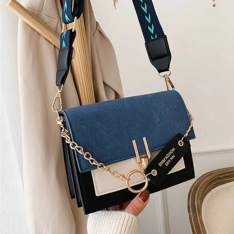 Autumn and winter new luxury handbag designer bag women's shoulder bag fashionable frosted fabric matte contrasting small square bag