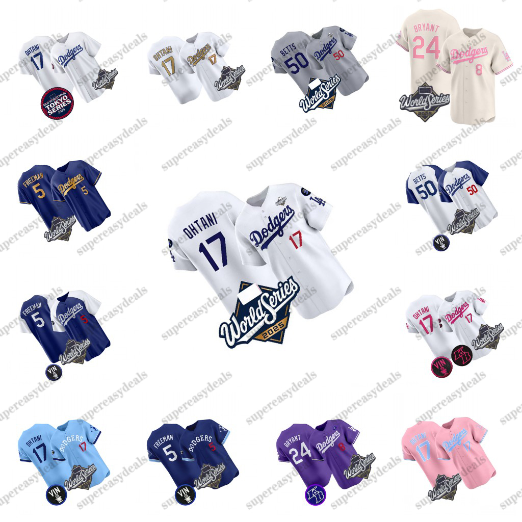 17 Shohei Ohtani Dodgers 2025 World Series Jerseys Yoshinobu Yamamoto Enrique Hernandez Freddie Freeman Mookie Betts Roki Sasaki custom
