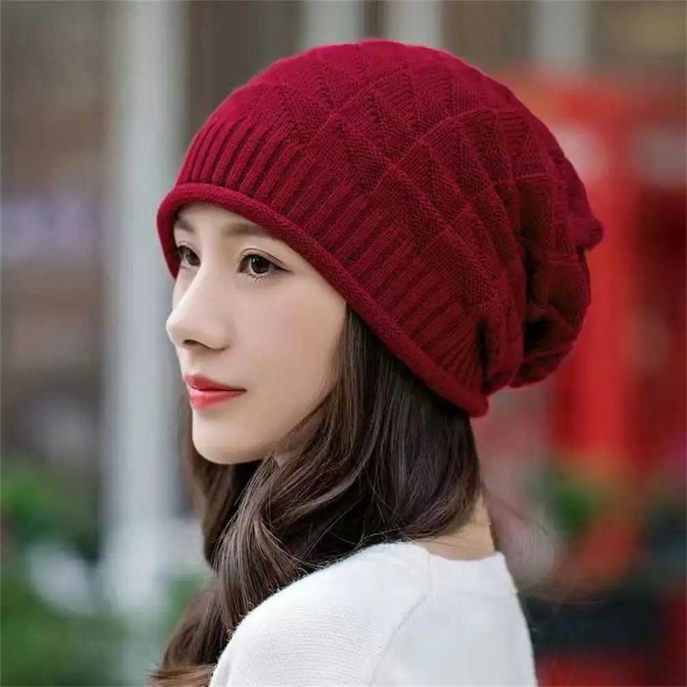 Women Men Baggy Knitted Hat Beanie Hats Oversized Winter Hat Casual Ski Cap Skullcap Solid Color Thickened Wool Warm CapXJ251023