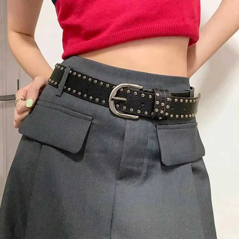 New style rivet black punk style needle buckle belt versatile and highend for women Y2k belt mens and womens denim beltXJ251023