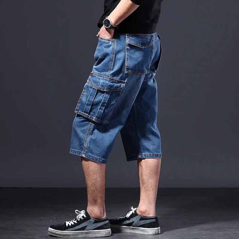 2025 summer thin loose multi pocket workwear five quarter denim shorts seven casual 251017