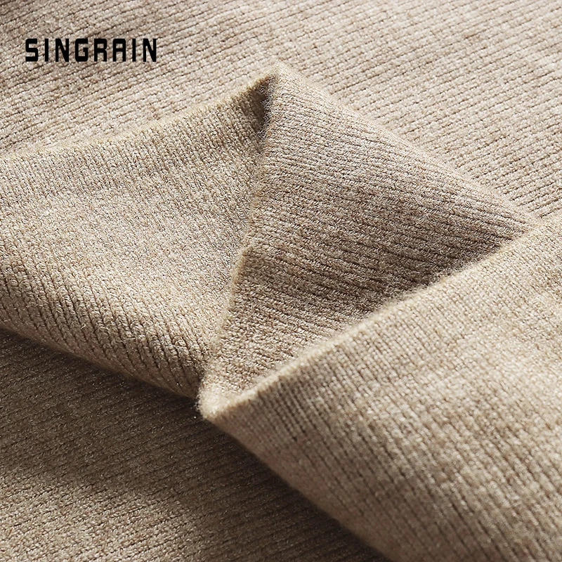 SINGRAIN Women sweater skirt pencil midi knitted skirt high waist skirts womens winter long warm knitting skirts split bottoms 251020