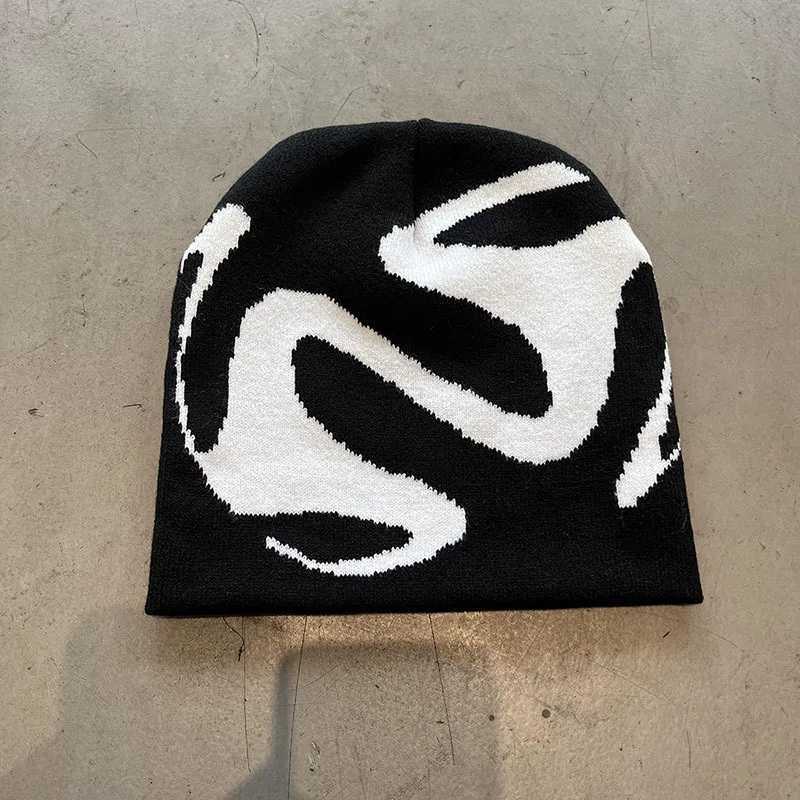 Hip Hop Letter Funny Wool Knitted Hats Warm American Style Autumn and Winter New Beanies Versatile Street Fashion Personal NicheXJ251023