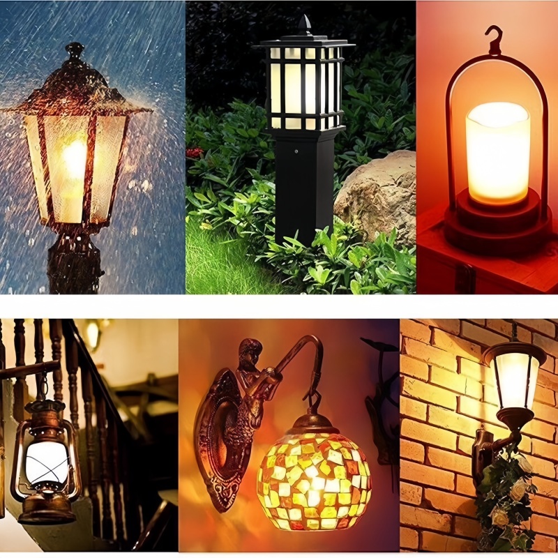 E27 LED Flame Light, Simulated Candle Fire Bulb for Outdoor Garden Decoration, 7W Warm Light Aluminum+ABS IP26 80-220V-Flame lamp