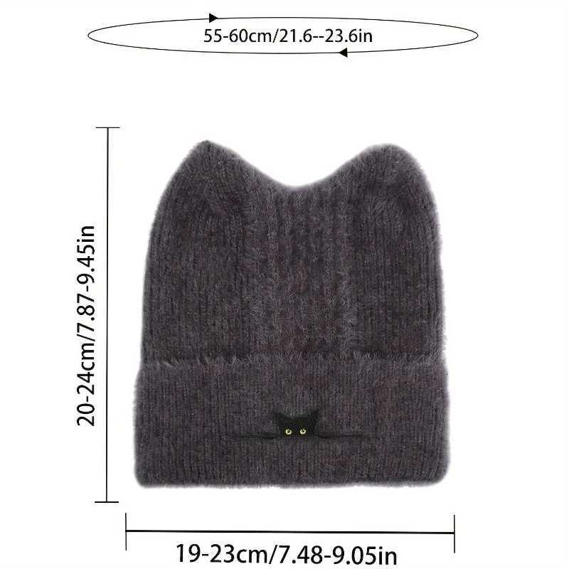 New Cat Ear Embroidered Wool Knit Beanie Hat Cute Winter Warm Cap for Autumn Cold Weather Unisex DesignXJ251023
