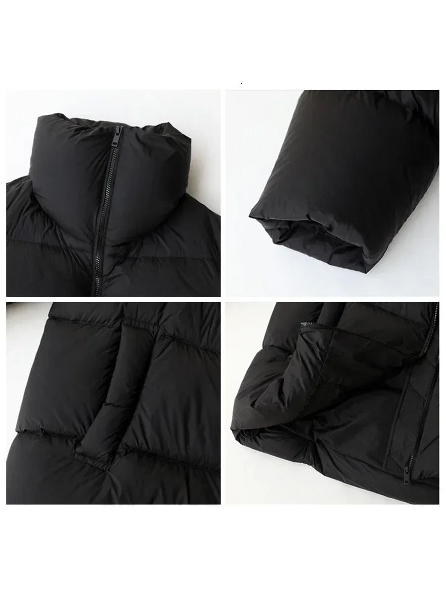 CHIC VEN Womens Down Coats Korean Stand Collar Simple Solid Color Warm Casual Jackets Soft Fashion Female Clothing Winter 251020