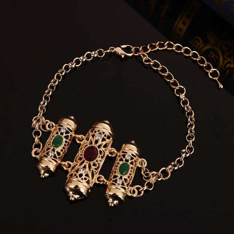 A Of Exquisite Rhinestone Bride Jewelry Set Pure Hand Combination Necklace Bracelet Earrings Three-Piece Moroccan