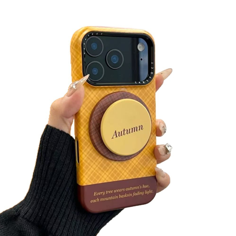 Autumn and Winter Spliced Orange Base Magnetic Stand Compatible with iPhone 17 Pro Max iPhone16 Phone Case 15 Pro