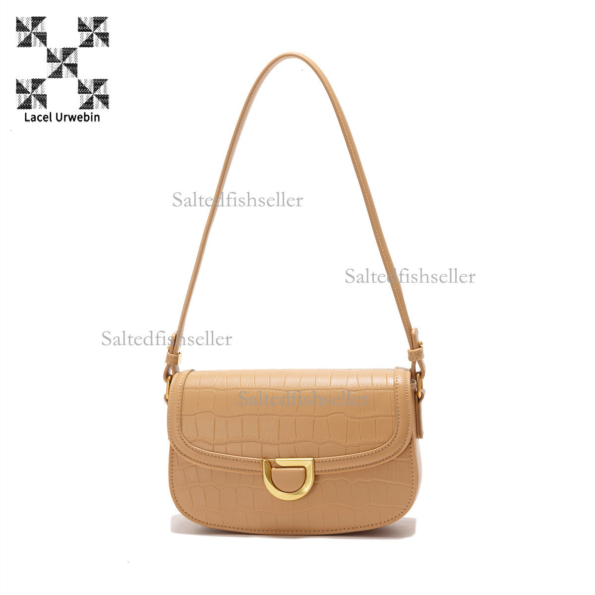 Lacel Urwebin Designer Luxury Women's Handbag Fashion New Stone Pattern Metal Magnetic Buckle Saddle Bag Versatile French Underarm Single Shoulde