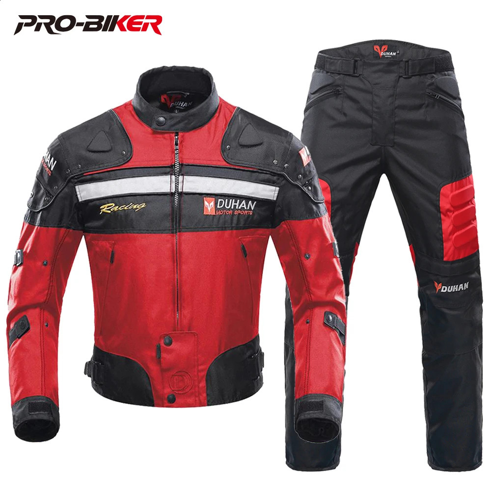 DUHAN Motorcycle Jacket Man Motocross Racing Pants Body Armor Moto Protection Clothing Set With able Linner 251023