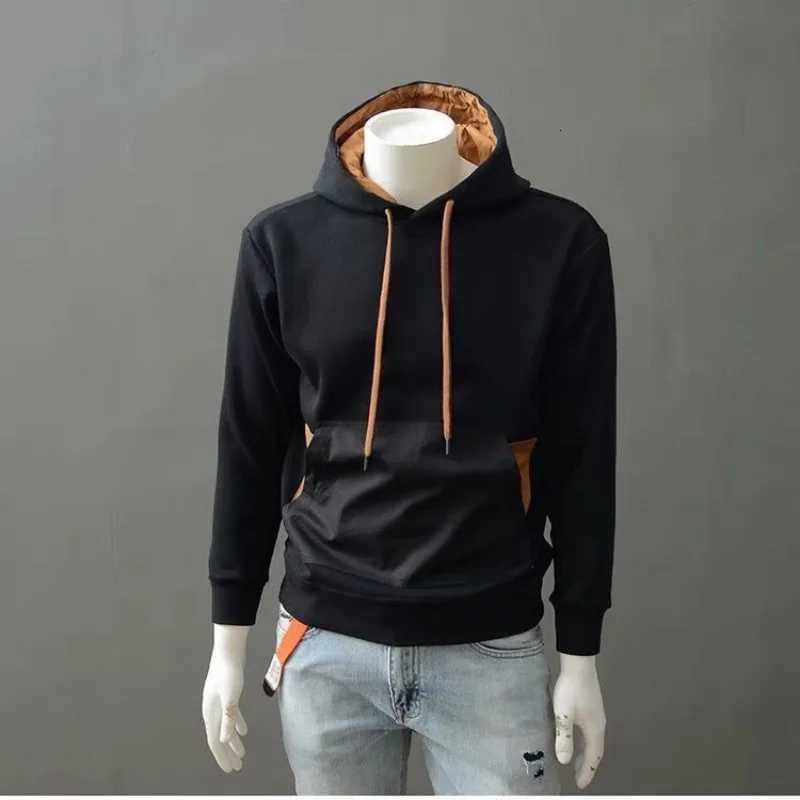 Male Hoodie Fleeced Pocket Contrasting Colors Cotton Mens Hooded Sweatshirt Autumn Harajuku Fashion Overfit Y2k Vintage New InT251023