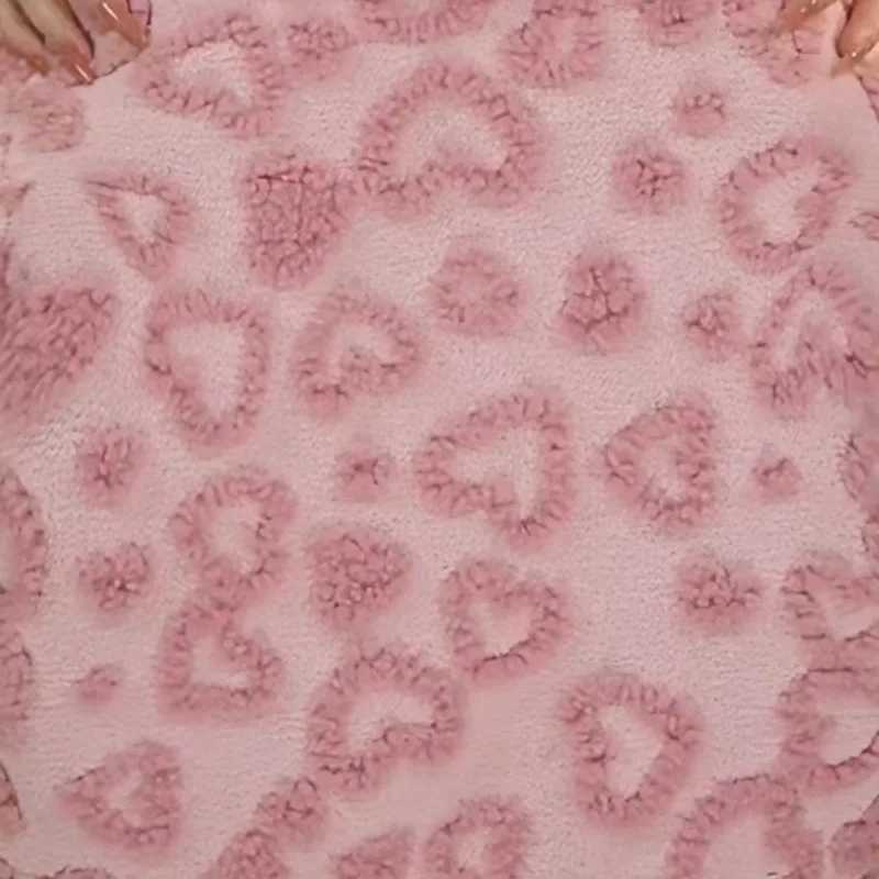 2025 Girls Winter New Pink Leopard Velvet Western Style Cotton Jacket with Hooded Large Pocket Cotton Coat Y251023