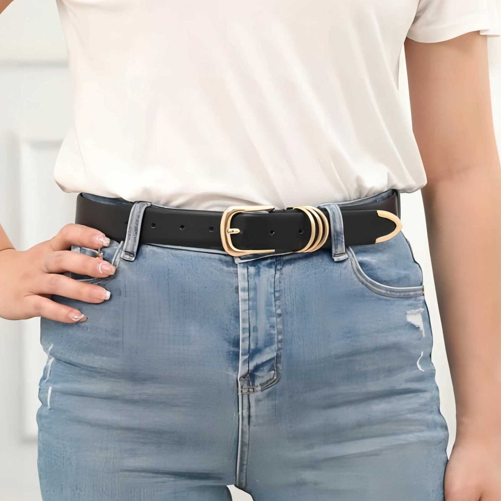 Womens Belt Fashion Golden Needle Buckle Belt Paired Jeans Dress PU Leather Belt Casual Trendy Youth Belt Gift for GirlfriendsXJ251023