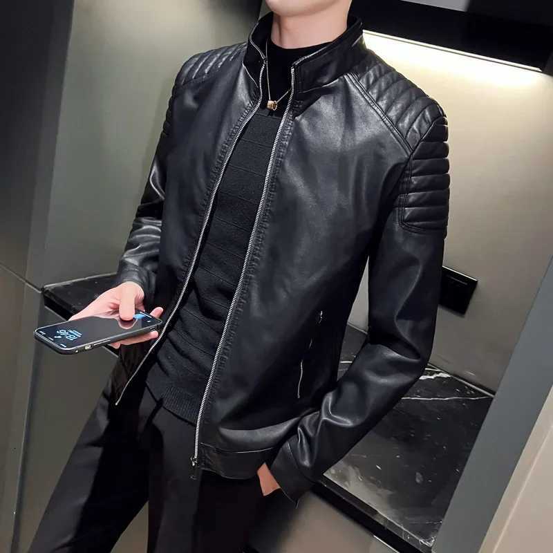 Spring Autumn Fashion For Men Trendy Leather Jacket Loose Fit Casual Scene Chinese Mainland Origin High Quality Synthetic Leathe W251023