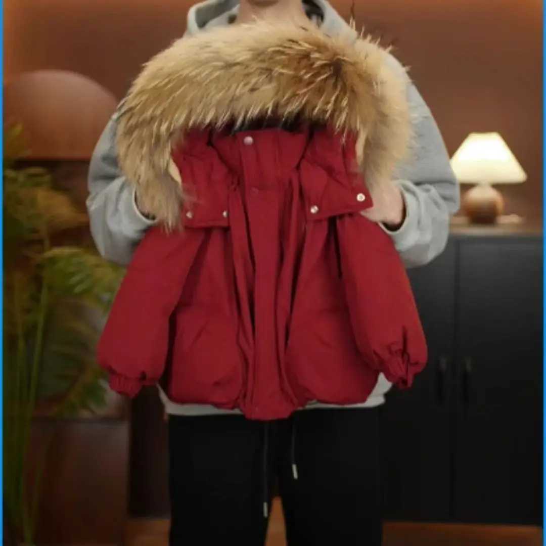 2025 Winter New Boys and Girls Detachable Cotton Liner Thickened Padded Jacket Large Fur Collar Y251023