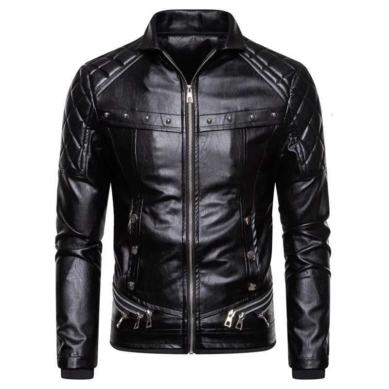 New Winter Fleece Motorcycle Leather Jacket Men Turn Down Fur Collar Slim Fit Warm PU Bomber Jackets Coats Mens Moto Biker Coat W251023