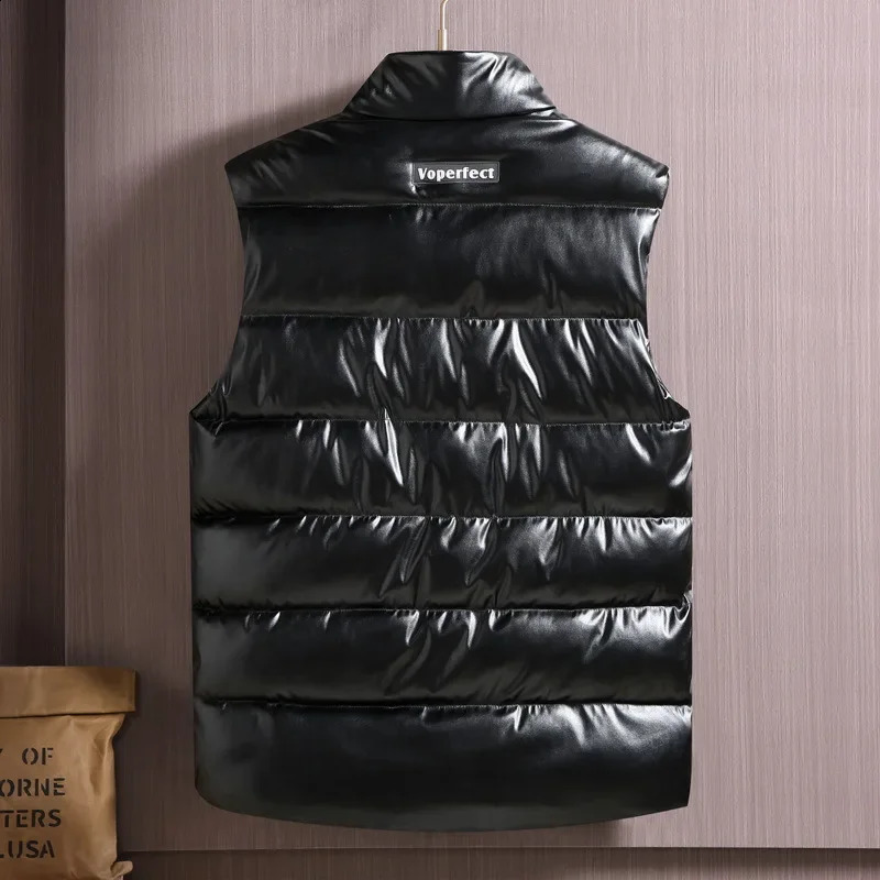 Plus Size Sleeveless Jackets Men Loose Winter Warm Vest Male Pu Leather Waterproof Big XXXXXL Casual Work Zipper Waistcoat 251023