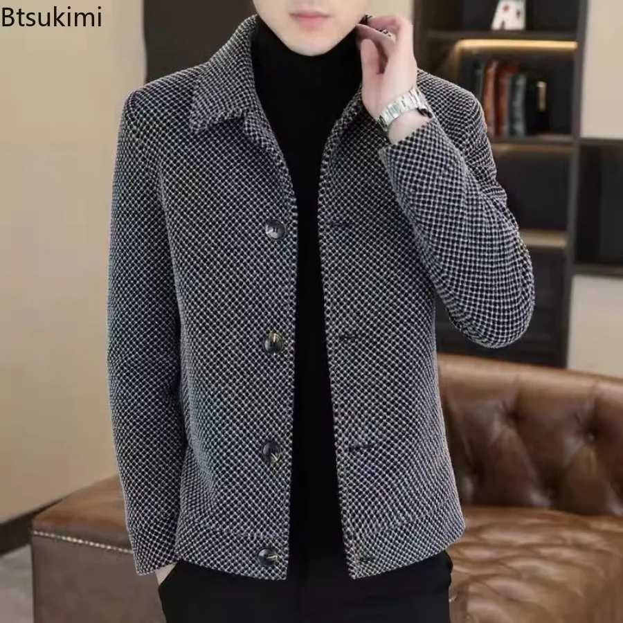 2025 Mens Casual Lapel Collar Coats Fashion Solid Thicken Warm Jackets Autumn Winter Singlebreasted Male Business Slim Outwear W251023