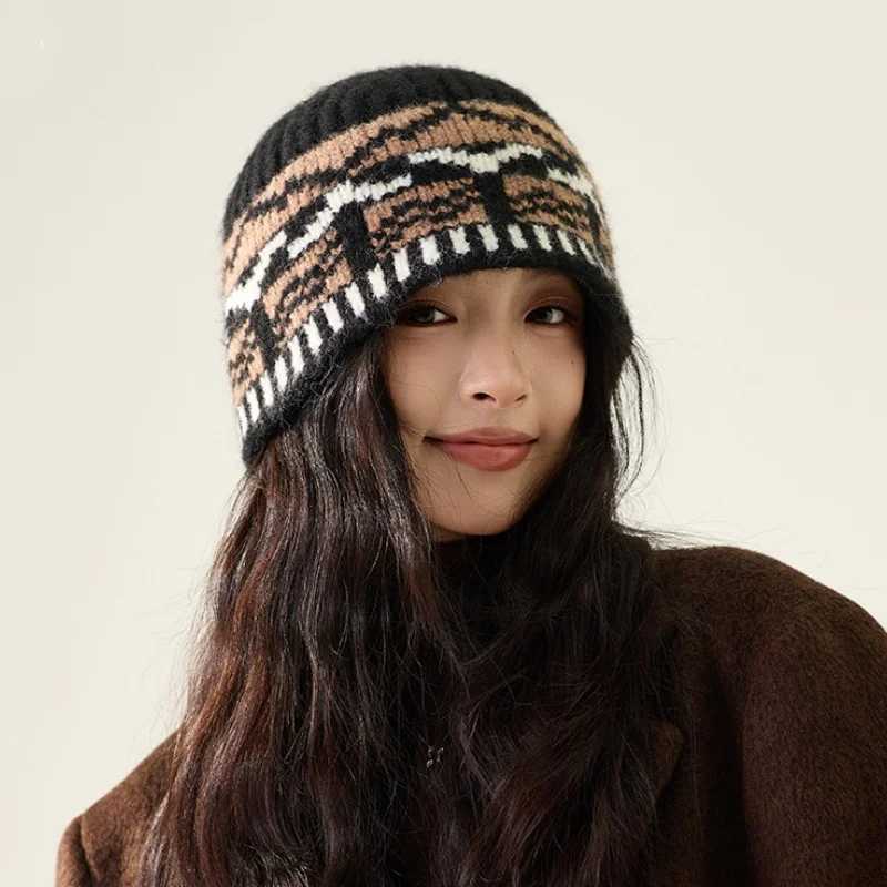 Jacquard Knit Fishermans Hat Winter Vintage Wool Beanie ColdProtecting EarCovering PullOver Hat TrendyXJ251023