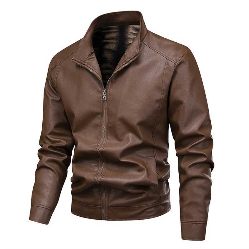 Autumn Thin Velvet Leather Jacket Men 2025 New Coat Mens Top Windproof Leisure Mens Streetwear Zipper Retro Moto Biker jackets W251023