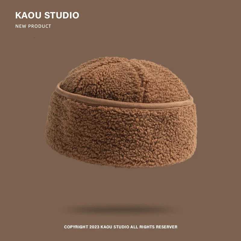 Autumn and Winter Retro Lamb Plush Curd Beanies for Wen Street Trend Versati Casual Yuppie Warm Mens HatsW251023