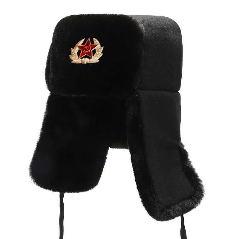 CAMOLAND High Quality Warm Faux Fur Bber Hats Wen Men Soviet Badge Russia Ushanka ot Hat Windproof Earflap SkiingW251023