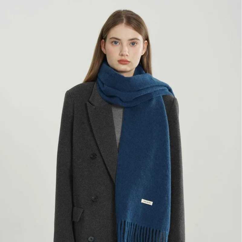 Korean Style Trendy Solid Fringed Scarf Women Men Unisex Minimalist Cozy Neck Wrap Female Male Thick Warm Muffler Autumn Winter J251113