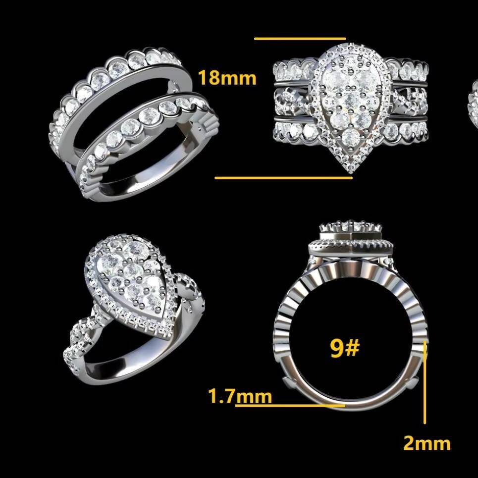 Custom Sterling Silver 925 Rings Vvs Diamond Moissanite Hip Hop Iced Out Ring for Women