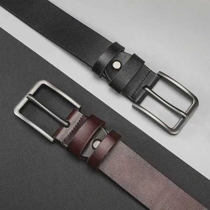 Belt mens cowhide highend needle buckle retro fashion casual leather jeans mens belt waist seal mens styleXJ251023