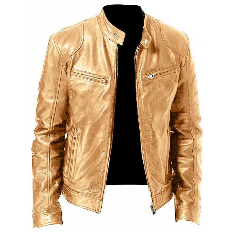 Mens Stand Collar Leather Jacket Coats Male Antiwind Motorcycle Zipper Jackets Winter Men Outdoor Sport Streetwear Jacket Men W251023