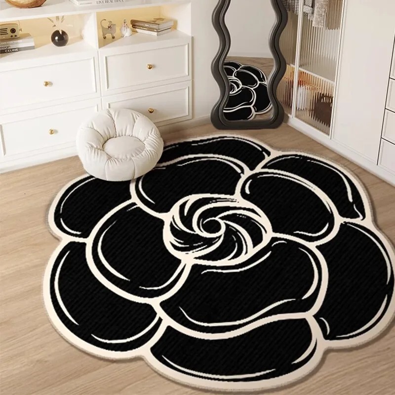 Irregular Living Room Carpet Makeup Table HighEnd Bedroom Dressing Cloakroom Chair Stool Bedside Round Floor Mat ddmytues H260226