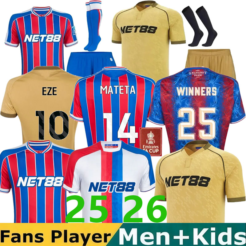 2025 26 Crystals Palaces Soccer Jersey EAGLES Crystals Palac e Football Shirt EZE CPFC Kits NKETIAH MATETA SARR Fans version Away men kids Crystals Palaces 16-4XL