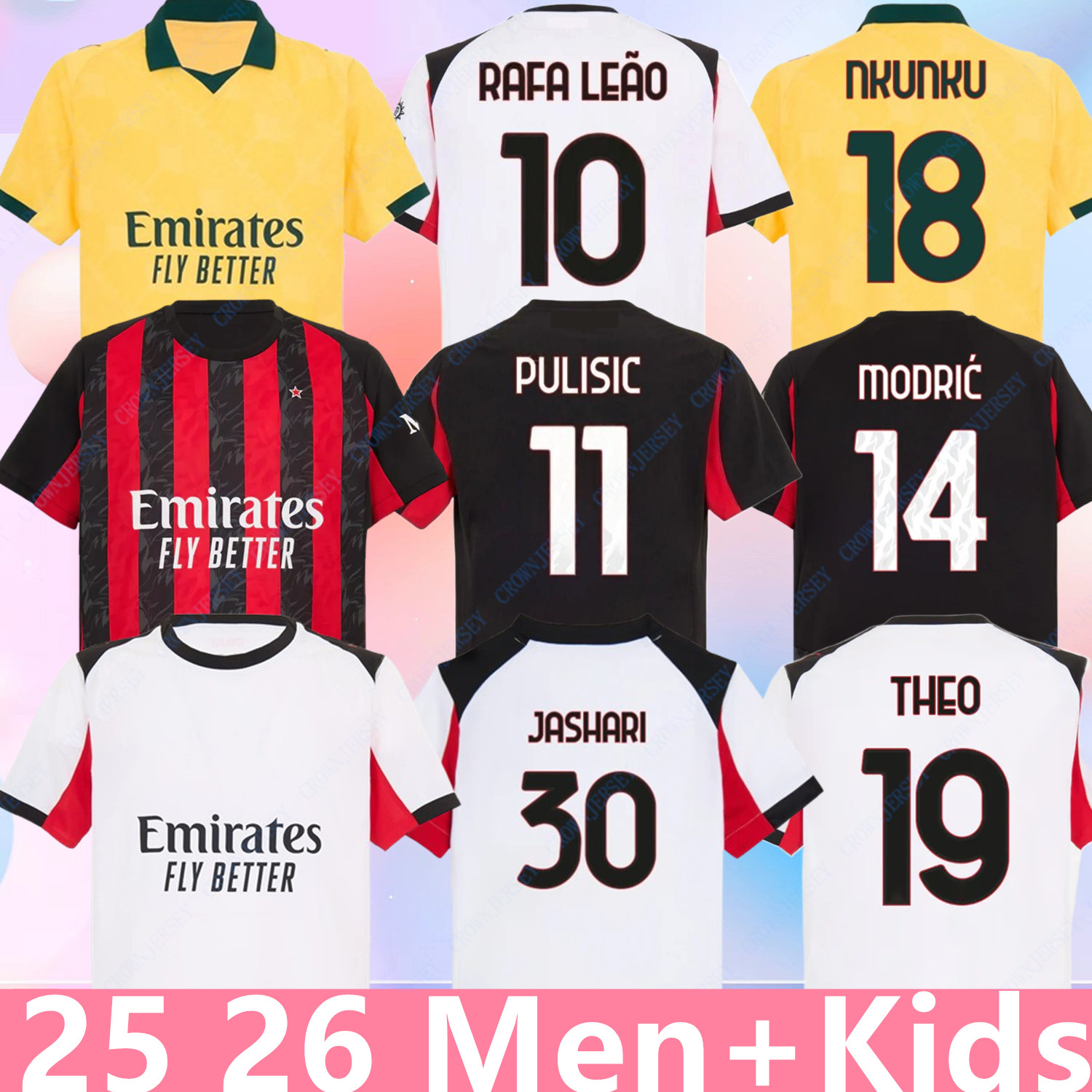 25 26 Black white Jerseys 2025 2026 home away MODRIC THEO PULISIC REIJNDERS RAFA LEAO NKUNKU Football shirts uniform fans 125th JASHARI JOAO FELIX GIMENEZ fourth