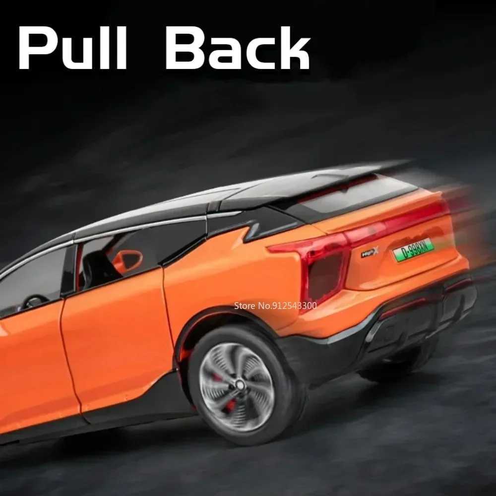 122 HiPhi X Z4 Toy Car Model Diecast Metal Sound Light Pull Back Doors Opened Miniature Vehicle Models Presents for BoysT251023