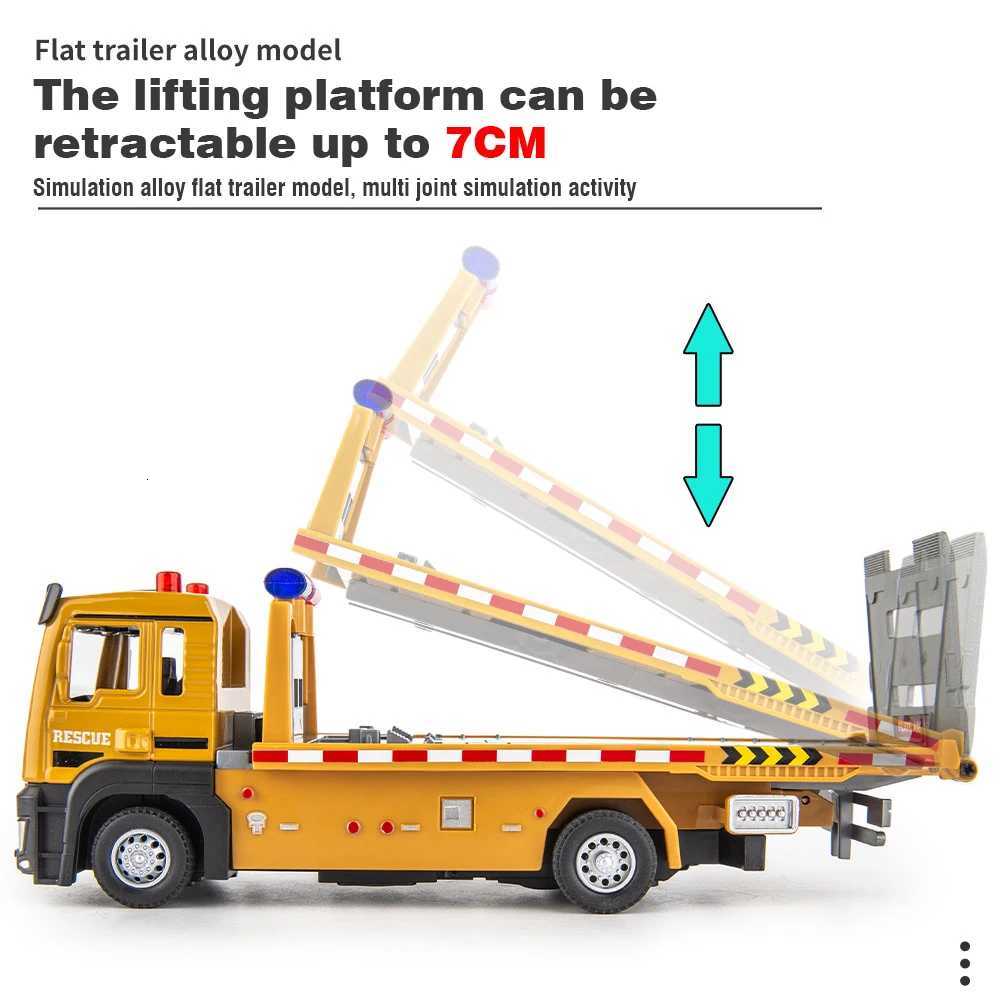 Alloy Truck Model 132 Diecast Flatbed Trailer Trucsk with Sound Light Moveble Engineering Car Tractor Toys for Boys Kids GiftT251023