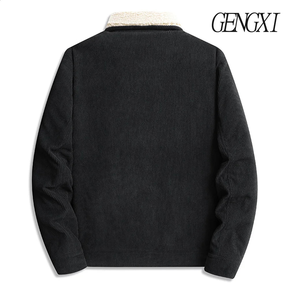 L8XL Plus Size Winter Mens Corduroy Warm Coat Casual Fashion FleeceLined Thickened TurnDown Collar Workwear Jacket Trendy 251023