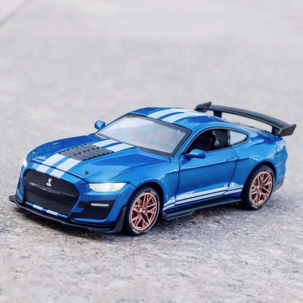 132 Mustang Shelby GT500 Miniature Cars Toys Alloy Models 4 Doors Opened Rubber Tires Vehicles Light Sound Car Model OrnamentsT251023