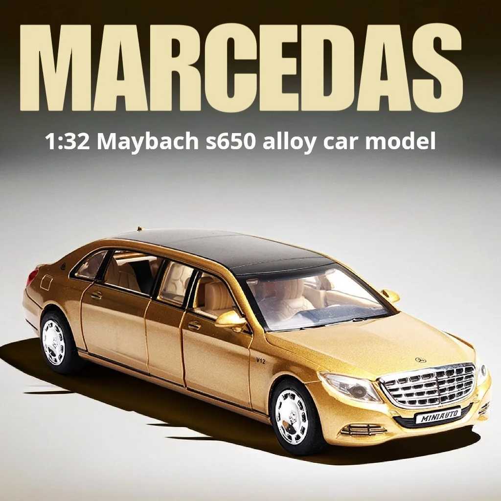 132 S650 Alloy Car Model Children Toy Car SixDoor Extended Version Simulation Car Collection Gift A85 for MercedesBenz MaybacT251023