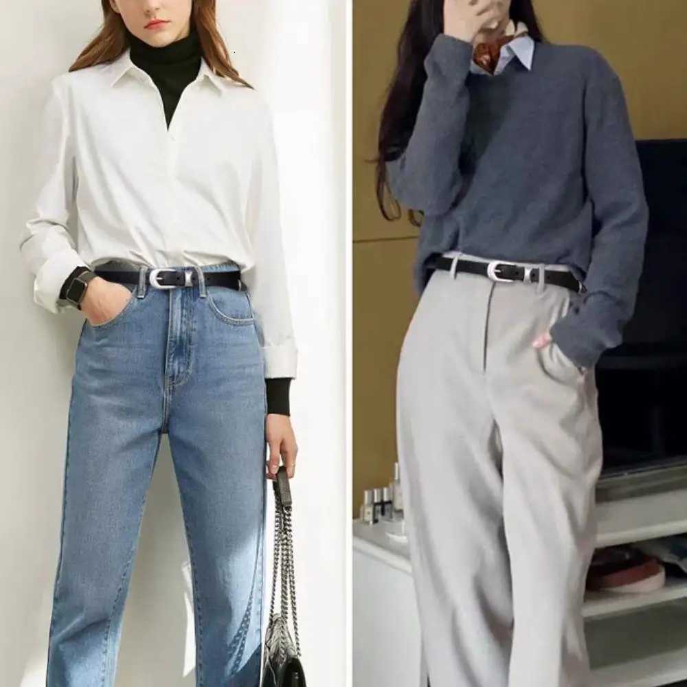 Retro Womens Casual Leather Belt Business Mens Belts Versatile Simple Fits Jeans Belts Alloy Waistband Lady Slim Skirt BeltXJ251023