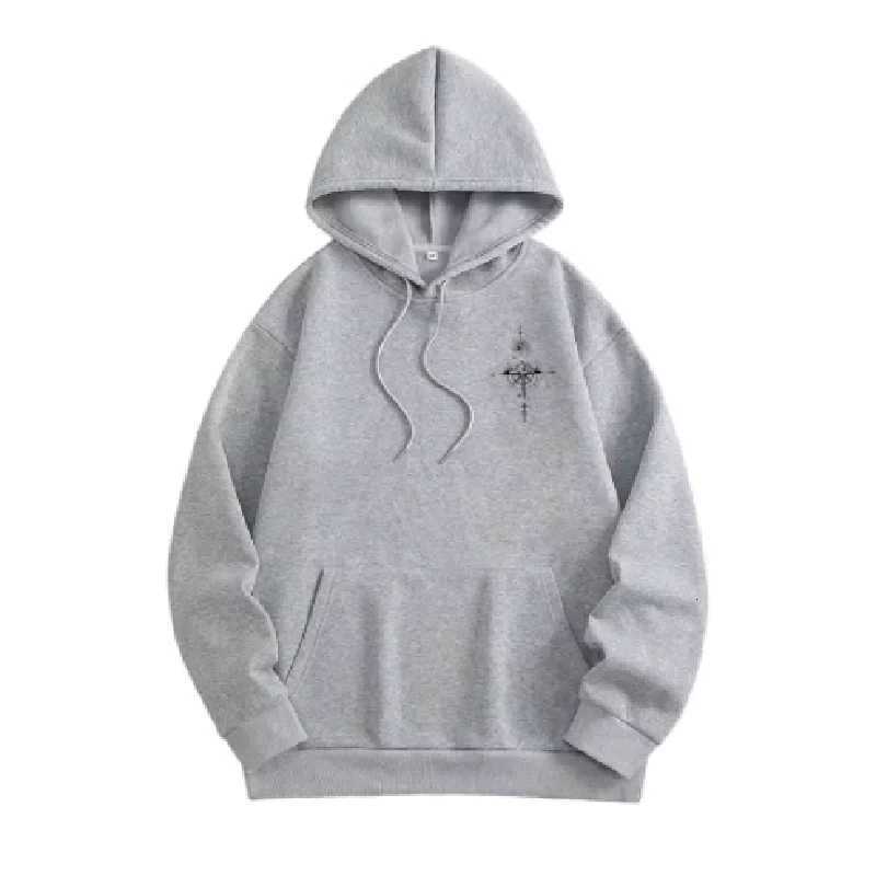 Vintage Compass Print Hoodies for Men High Quality Hooded Long Sleeve Pullover All Season Daily Casual Sports Tops Mens ClothesT251023