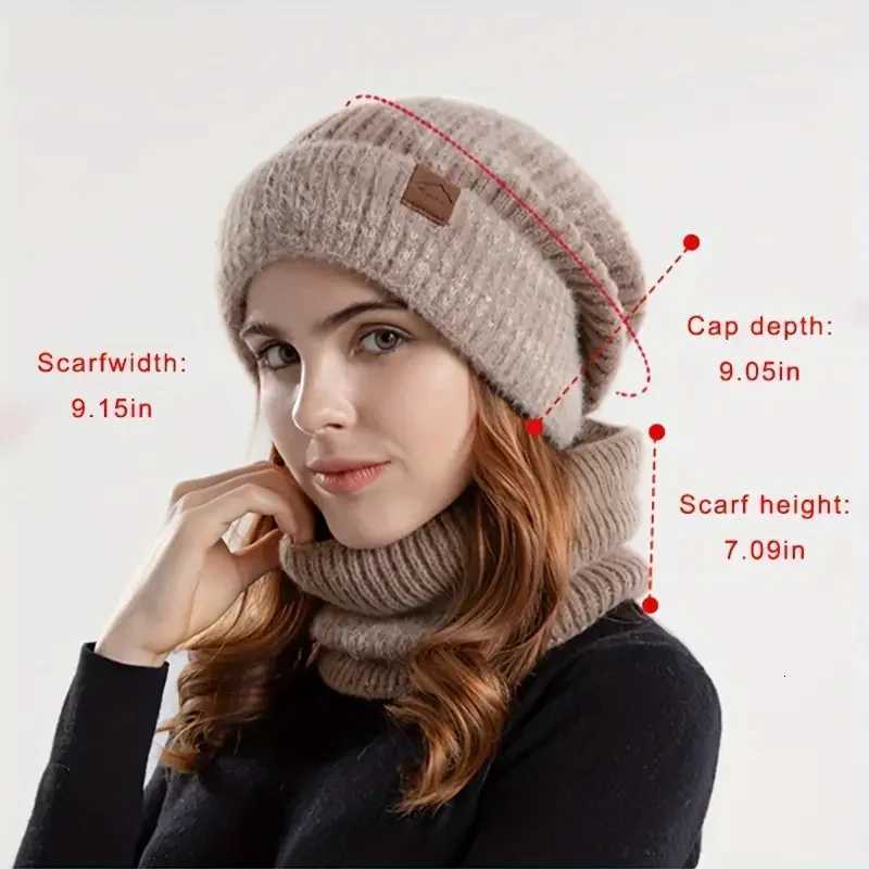 Winter Womens Twotone Hat with Velvet Bib Twopiece Knitted Hat Thickened Warm Earmuff Beanie Birthday Valentines Day ChXJ251023