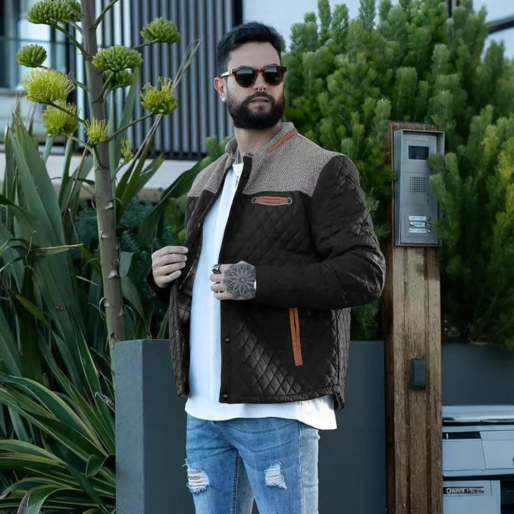 Mens Jackets Winter Warm Bomber Quilted Coat Lightweight Business Casual Button Down Clothing Waterproof US Size 251023