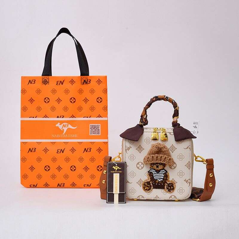 Bag New Square Temperament Handbag Live Broadcast Bear Western-Style Shoulder Crossbody Bag