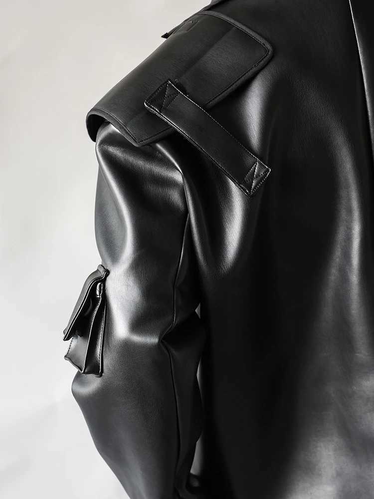 Mauroicardi Spring Autumn Cool Oversized Short Black Soft Faux Leather Jacket Men Zipper Luxury Designer Clothes Runway Fashion W251023